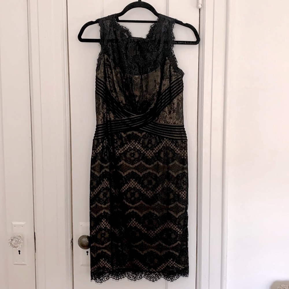 Tadashi Shoji Sleeveless Black Lace Cocktail Dress, Size 10P